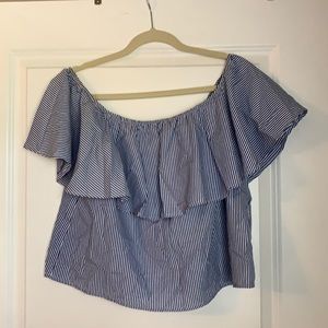 Striped off the shoulder crop top